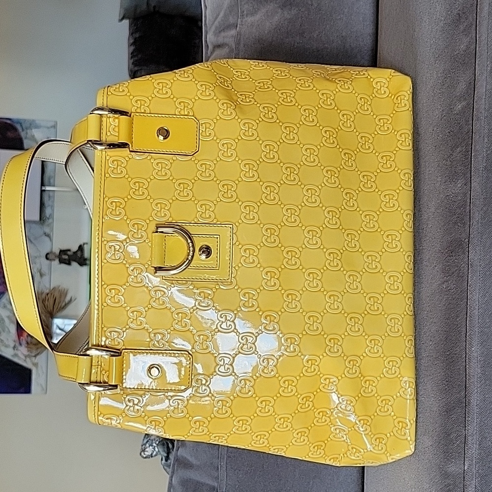 Gucci Vintage Yellow Patent leather tote – EUC